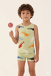 POLİ ERKEK ÇOCUK İÇ GİYİM DESENLİ İKİLİ TAKIM