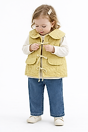 BEBECAN KALP NAKIŞLI YELEK- BADİ- KOT 9/24 AY PANTOLON KIZ 3'LÜ TAKIM