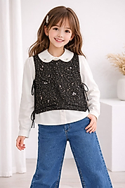 BEBECAN SÜVETER GÖMLEK PANTOLON  KIZ ÇOCUK 3 LÜ TAKIM