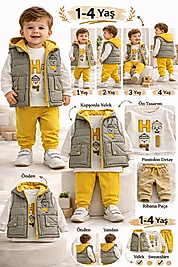 BEBECAN ŞİŞME YELEK-BADİ-PANTOLON 1/4 YAŞ 3'LÜ TAKIM