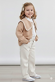 BEBECAN KIZ ÇOÇUK PANTOLON GÖMLEK TRİKO 3 LÜ TAKIM