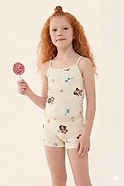 POLİ KIZ ÇOCUK BOXER ATLET DESENLİ İKİLİ TAKIM