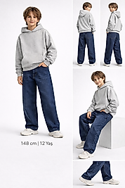 BEBECAN 11/15 YAŞ KOYU MAVİ BAGY JEAN ERKEK ÇOCUK PANTOLONU