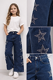 BEBECAN 6/15 YAŞ YILDIZ MODEL TAŞLI KIZ ÇOCUK KOT PANTOLON