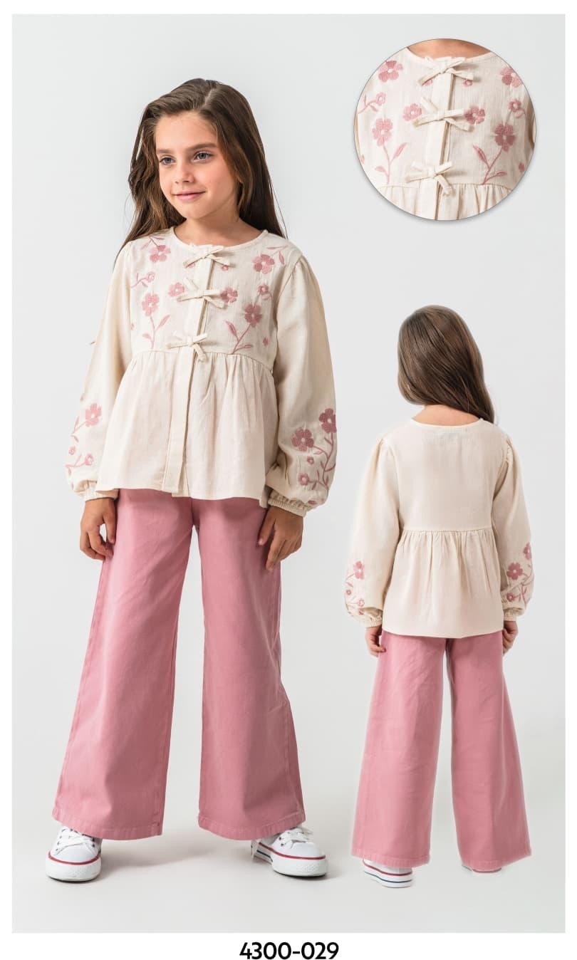 BEBECAN KIZ ÇOCUKÇİÇEK DESENLİ KETEN 2 Lİ TAKIM