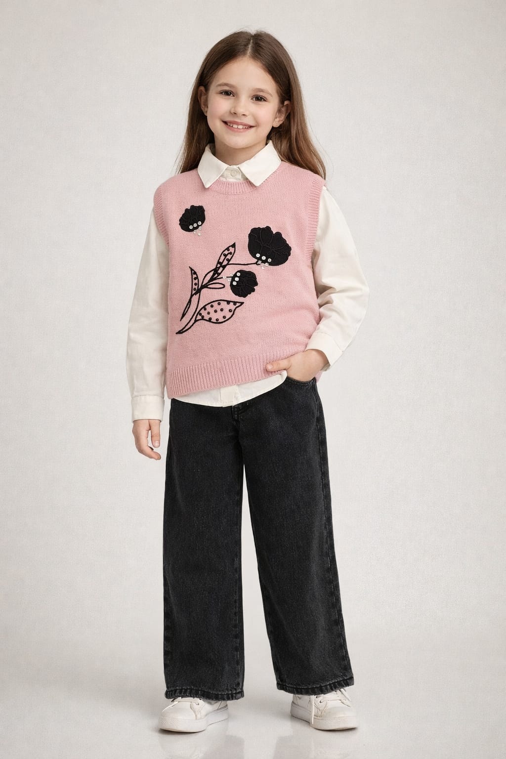 BEBECAN TRİKO KAZAKLI  KOT PANTOLON GÖMLEKLİ  3 LÜ TAKIM