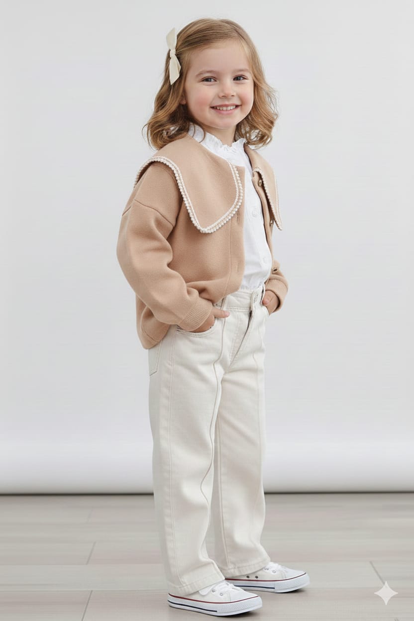 BEBECAN KIZ ÇOÇUK PANTOLON GÖMLEK TRİKO 3 LÜ TAKIM