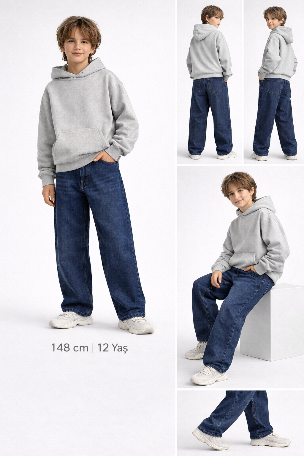 BEBECAN 11/15 YAŞ KOYU MAVİ BAGY JEAN ERKEK ÇOCUK PANTOLONU