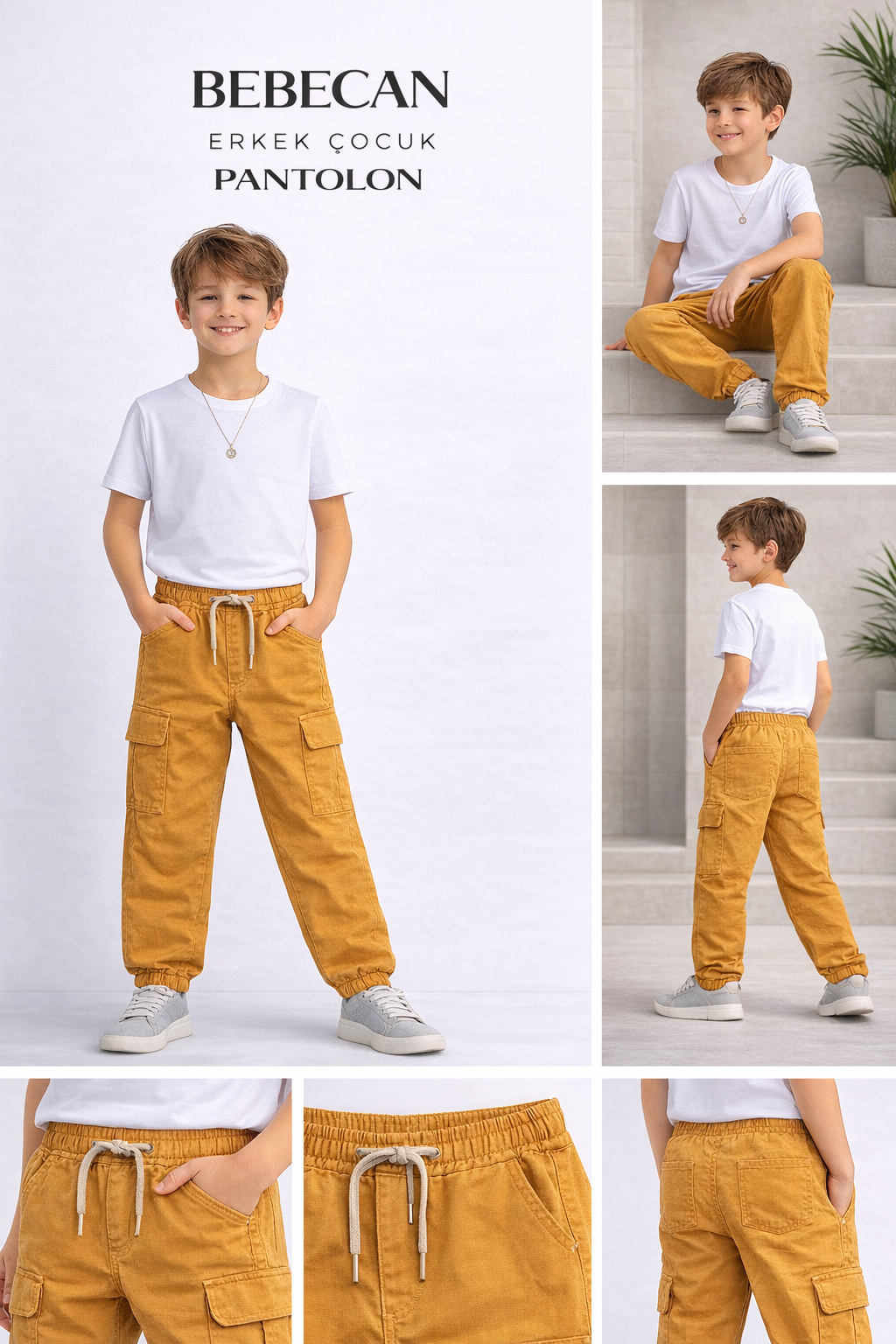 BEBECAN BELDEN VE PAÇADAN LASTİKLİ KARGO CEP ERKEK ÇOCUK PANTOLON