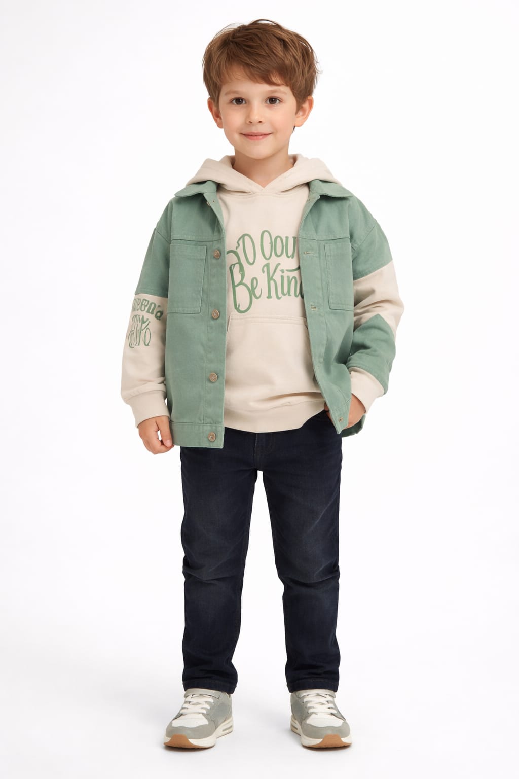 BEBECAN KAPŞONLU SWEAT KOT YELEK KOT PANTOLON 3 LÜ TAKIM