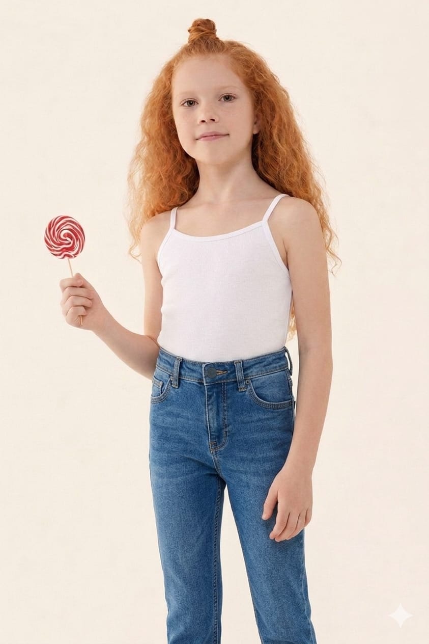 POLİ KIZ ÇOCUK BEYAZ ATLET