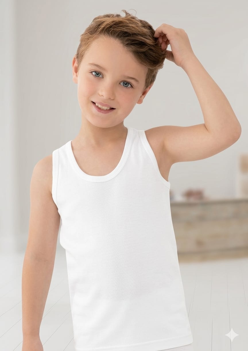 POLİ ERKEK ÇOCUK BEYAZ ATLET